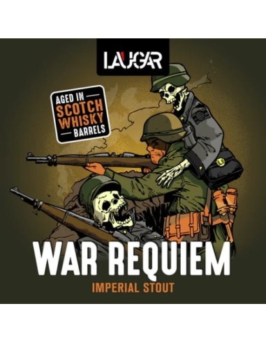 Cerveza Imperial stout envejecida en barricas de whisky escocés, WAR REQUIEM